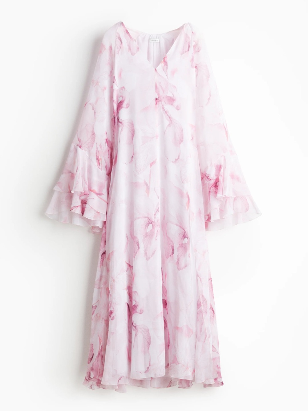 NWT H&M Edition Pink Floral Chiffon V-Neck Bell Sleeve Dress